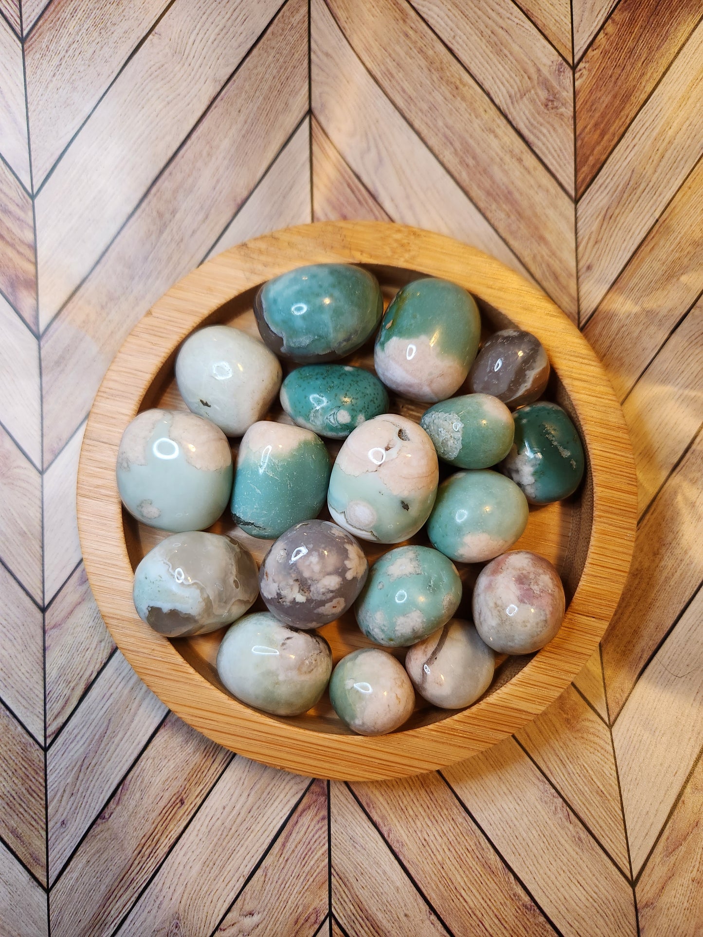 Green Flower Agate Tumble