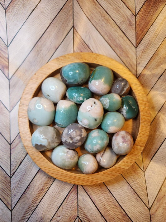 Green Flower Agate Tumble