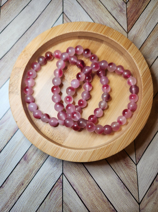 Pink Dyed Agate Bracelet - 8mm