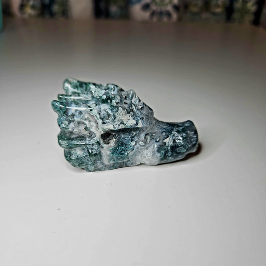 Moss Agate Dragon Head