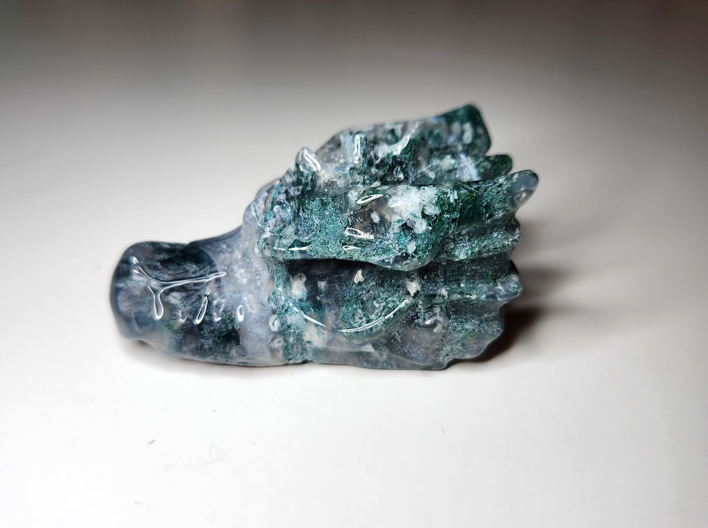 Moss Agate Dragon Head