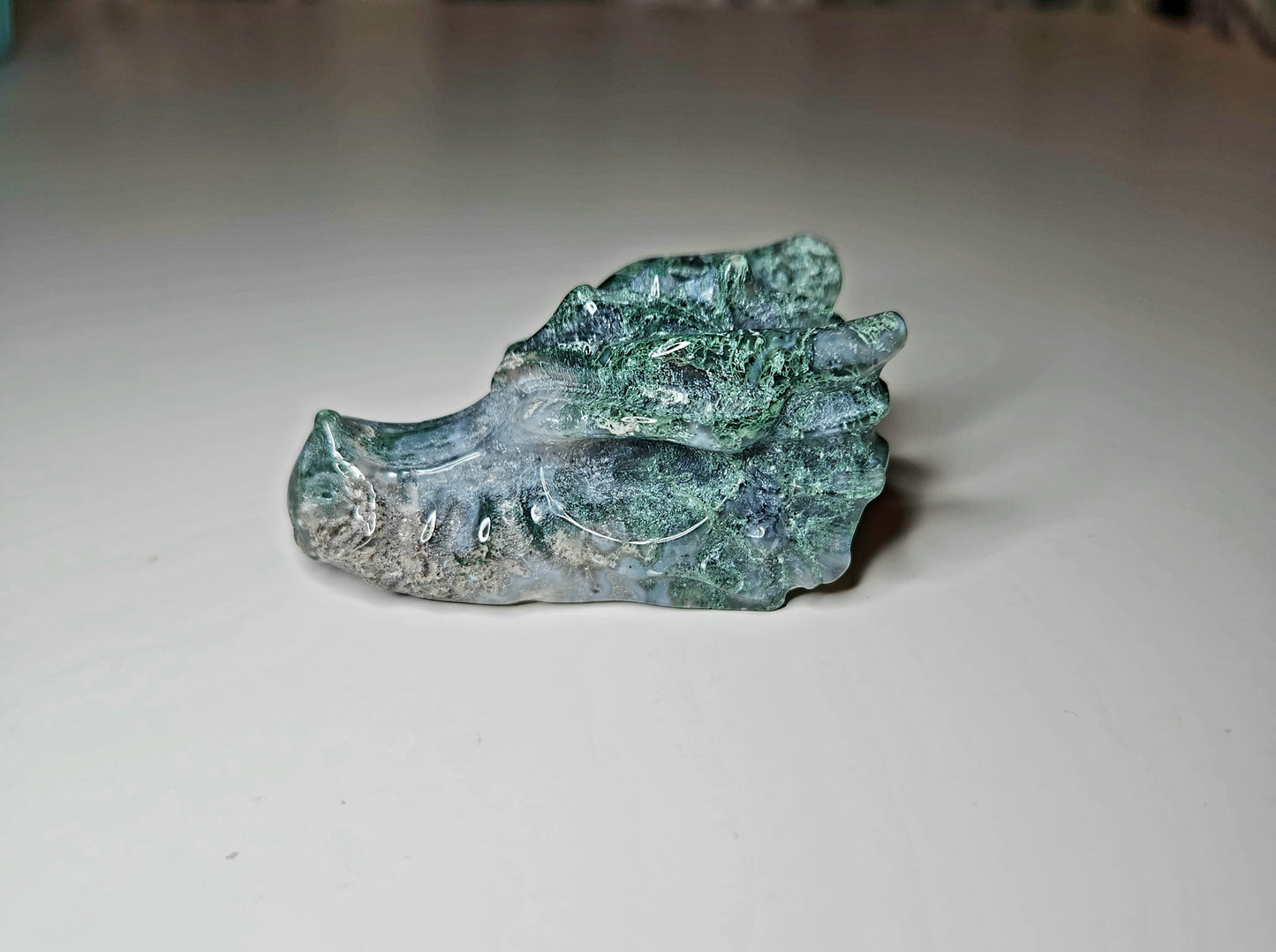 Moss Agate Dragon Head