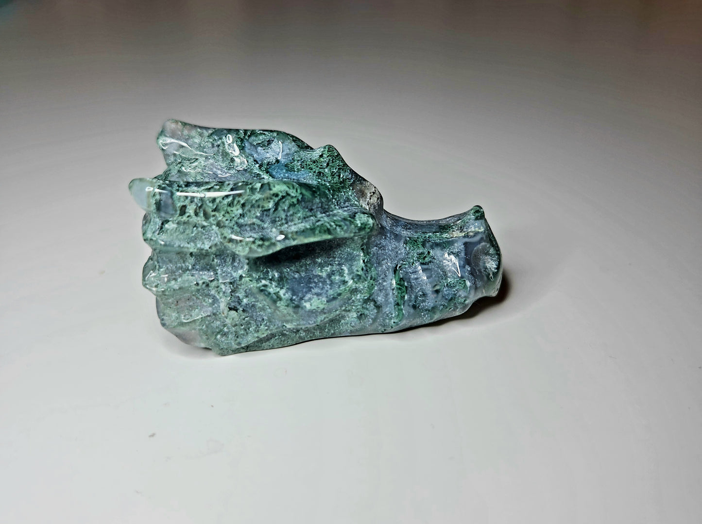 Moss Agate Dragon Head