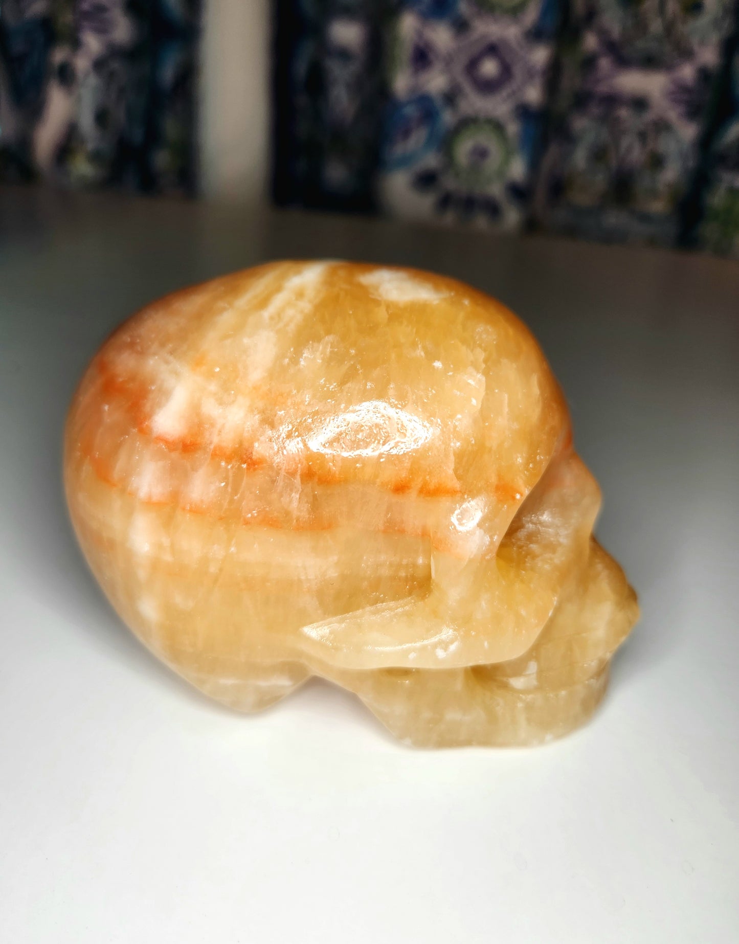 Orange Calcite Skull
