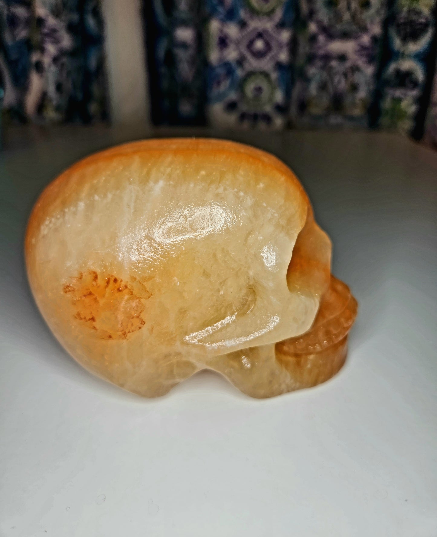 Orange Calcite Skull