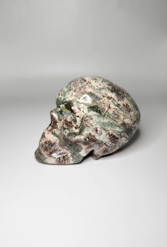 Russian Flower Agate Skull