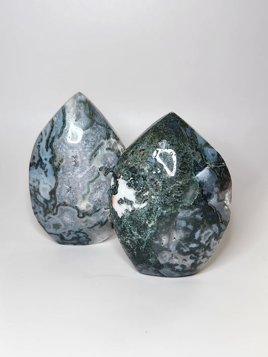 Moss Agate Tear Drop Flame