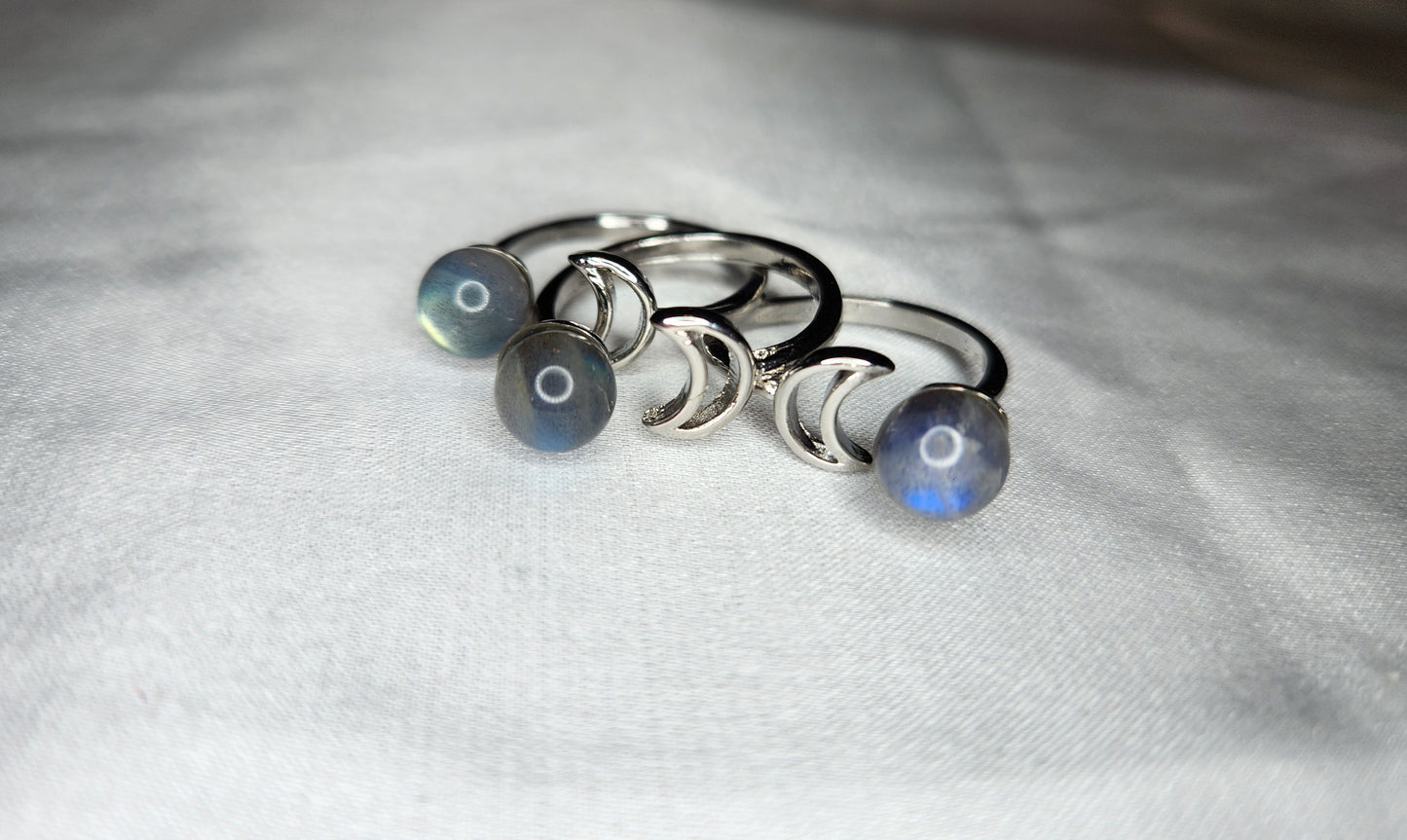 Labradorite Moon Ring