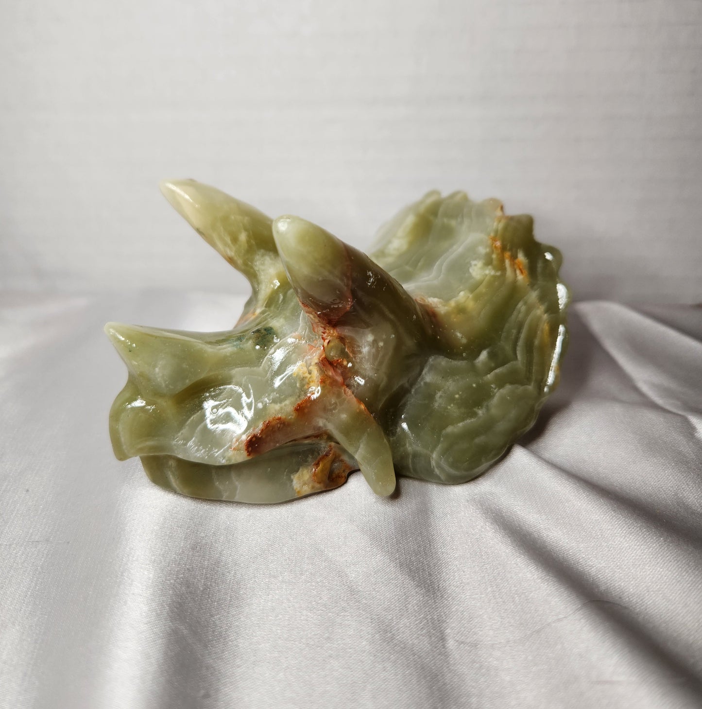 Green Onyx Triceratops Head