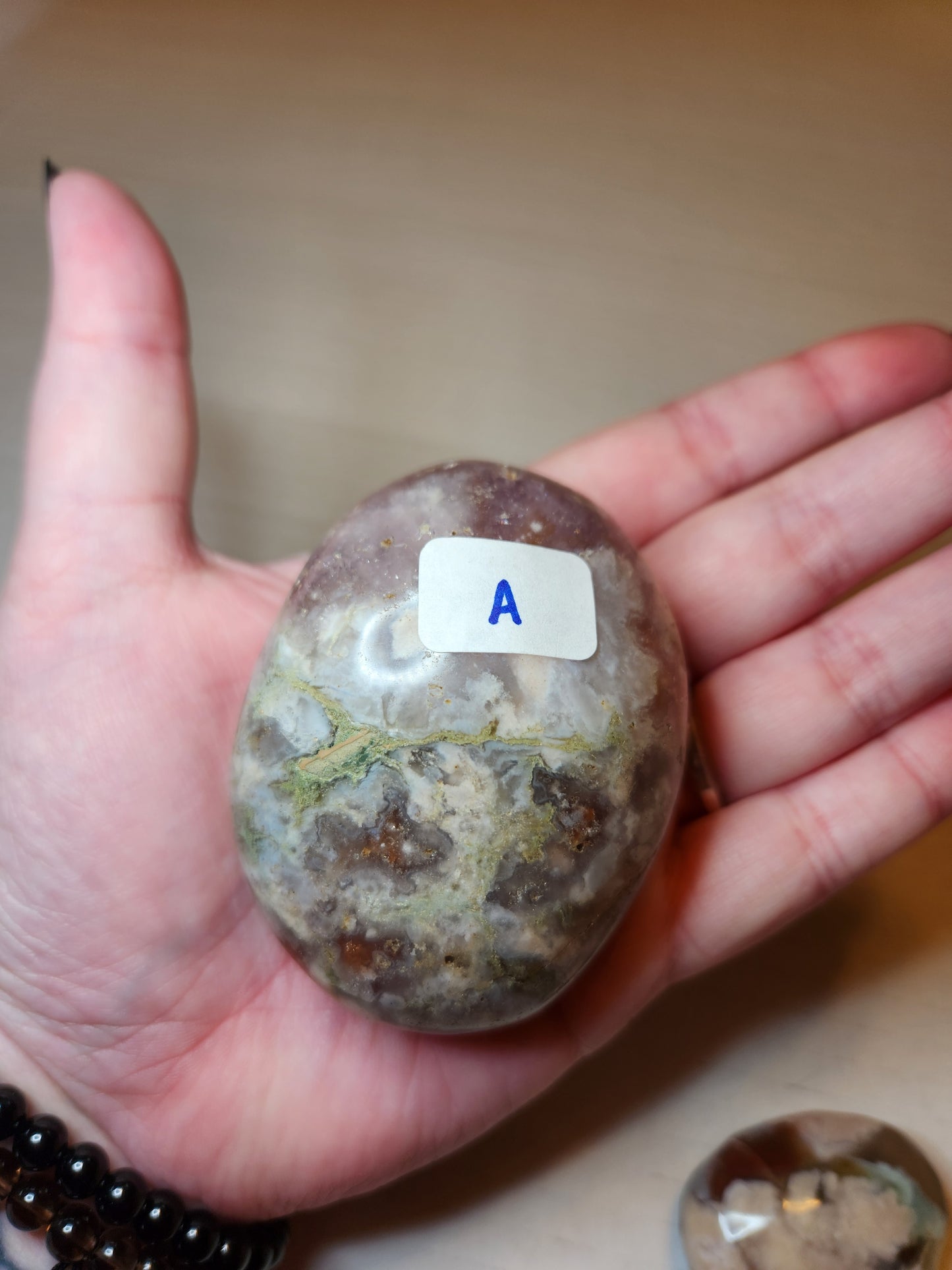 Flower Agate Palm Stone