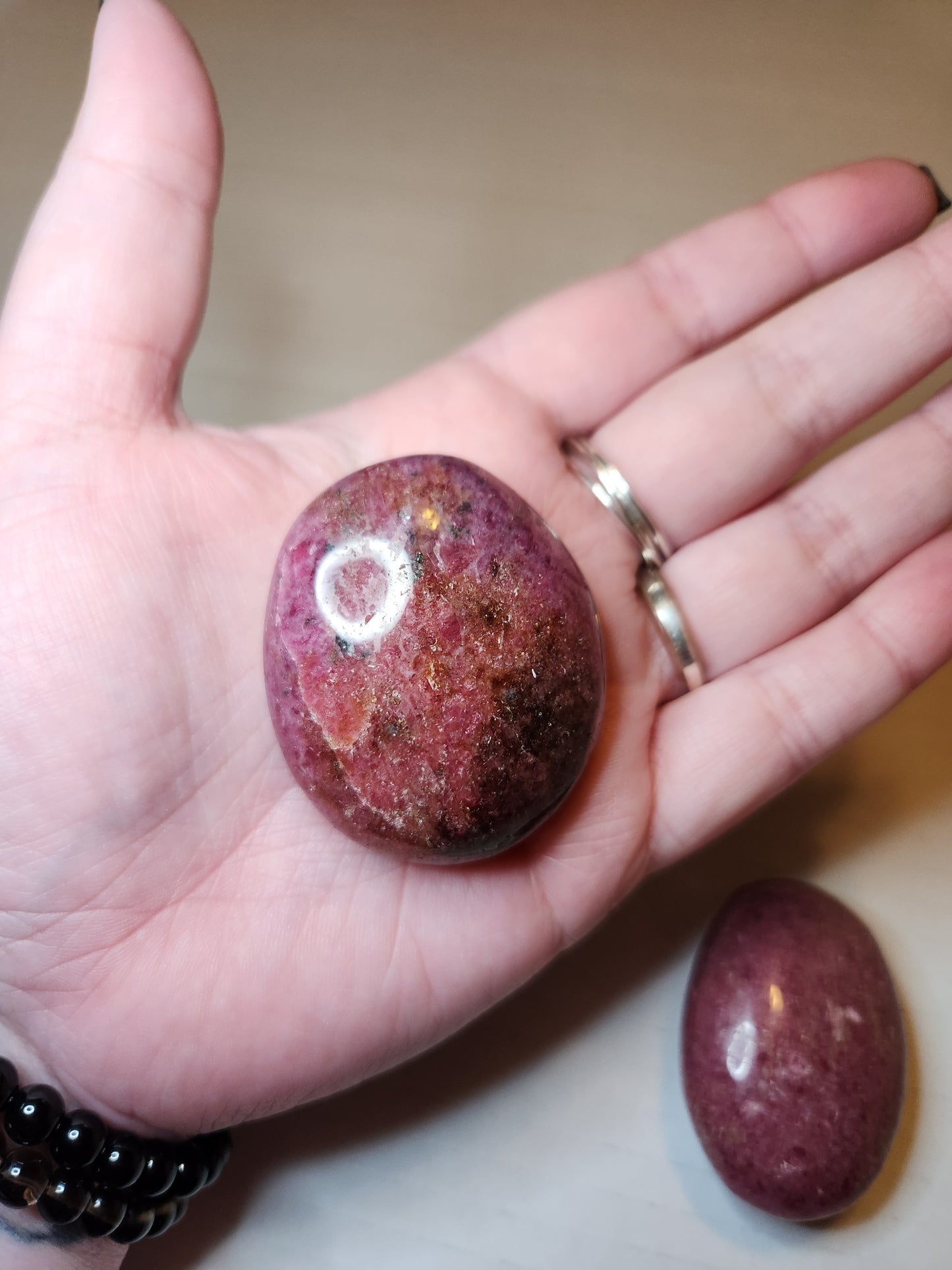 Rhodonite Palm Stone