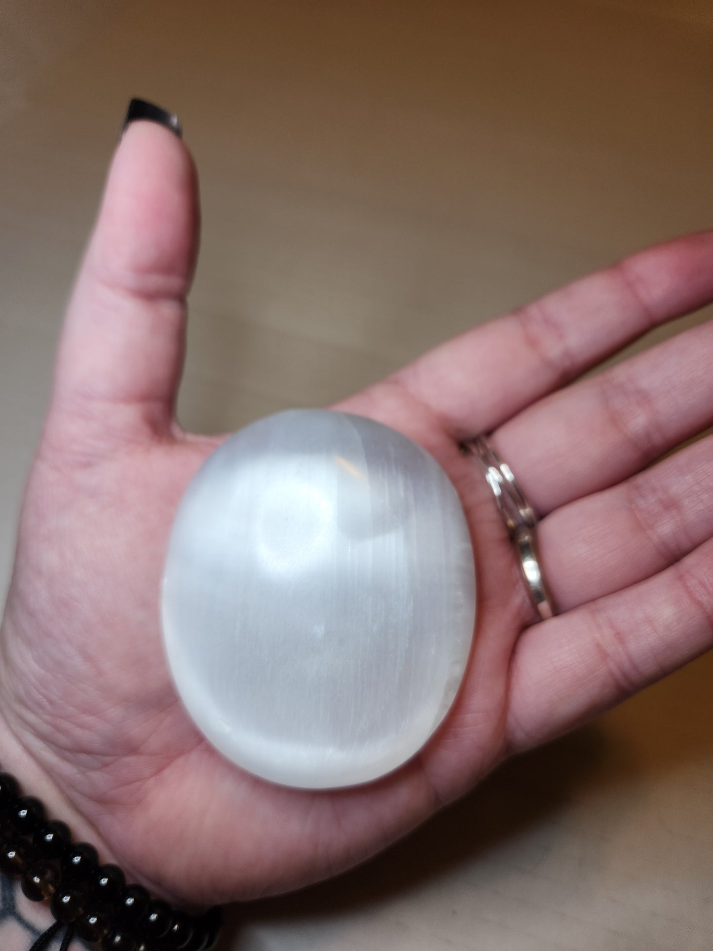 Satin Spar Palm Stone