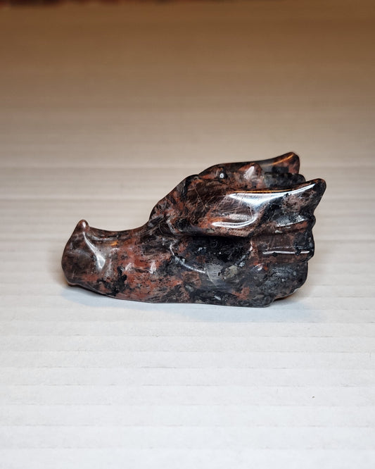 Red Larvikite Dragon Head