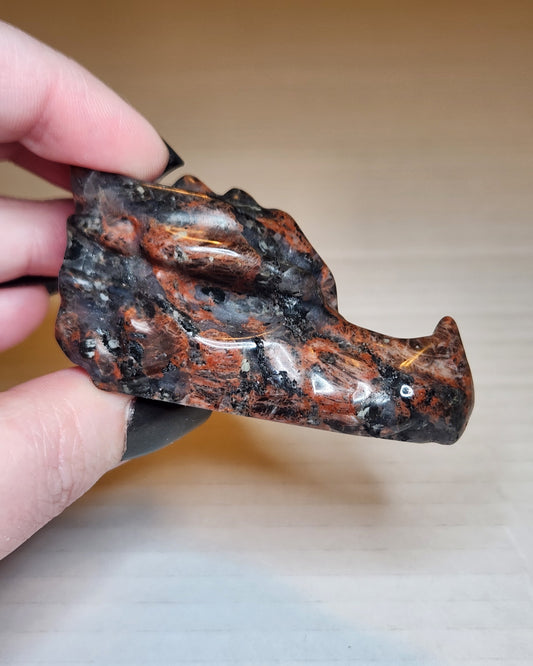 Red Larvikite Dragon Head