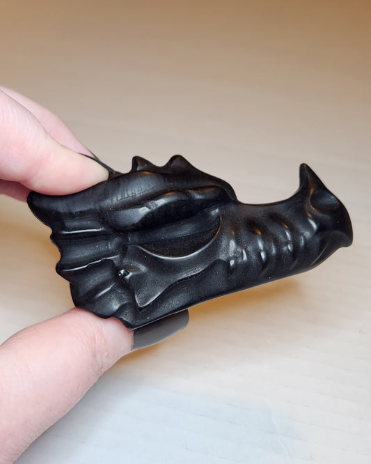Black Obsidian Dragon Head
