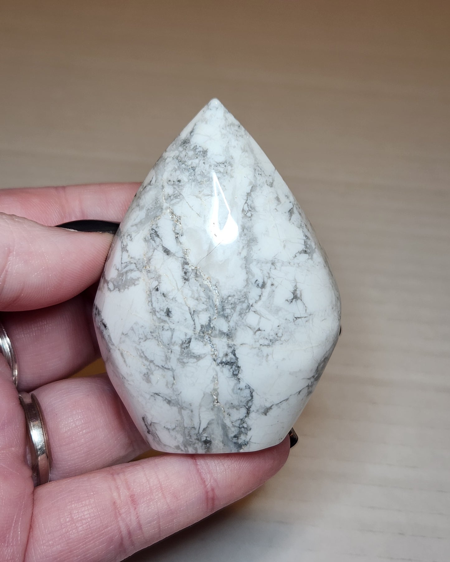 Howlite Tear Drop Flame