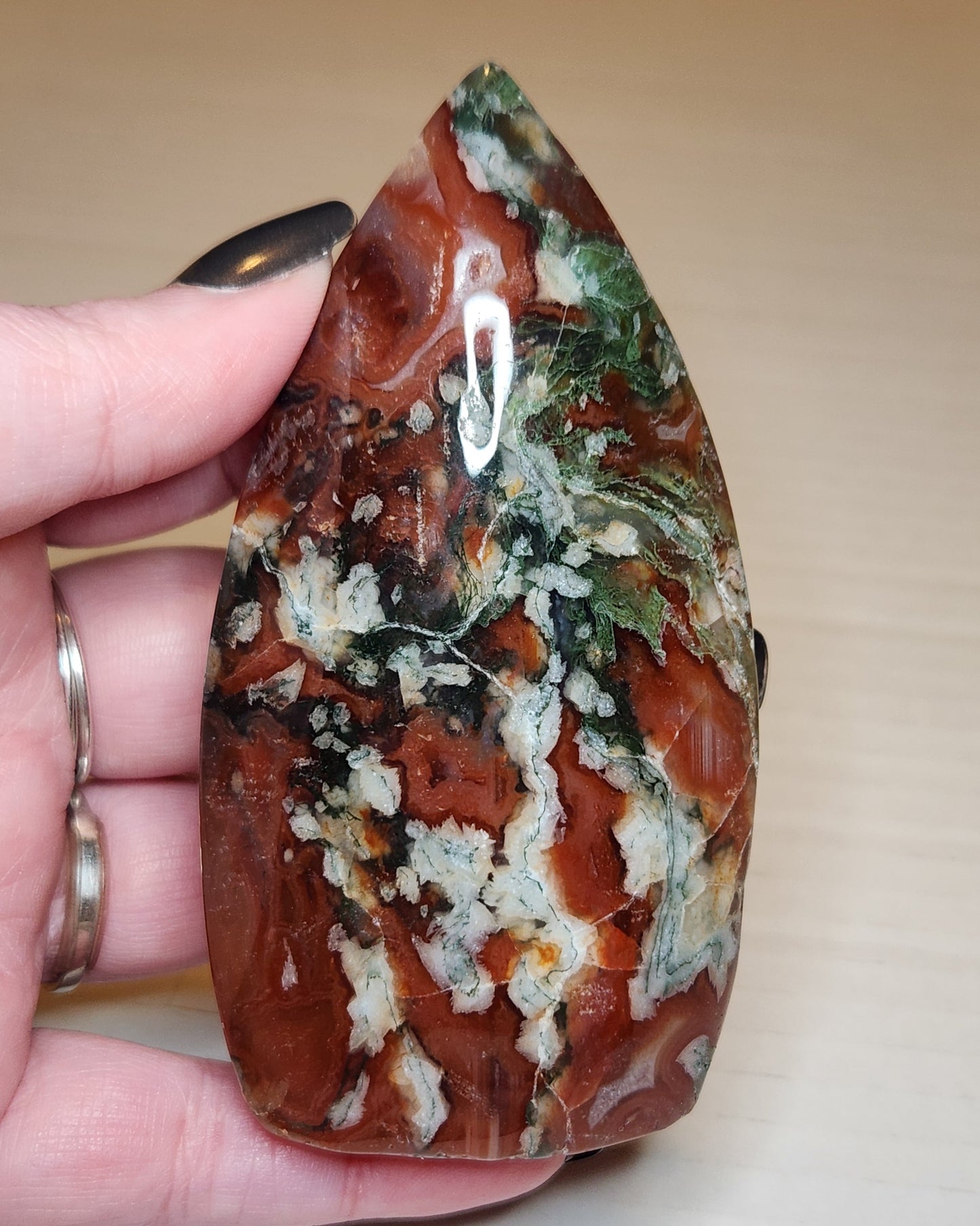 Carnelian X Moss Agate Tear Drop Flame