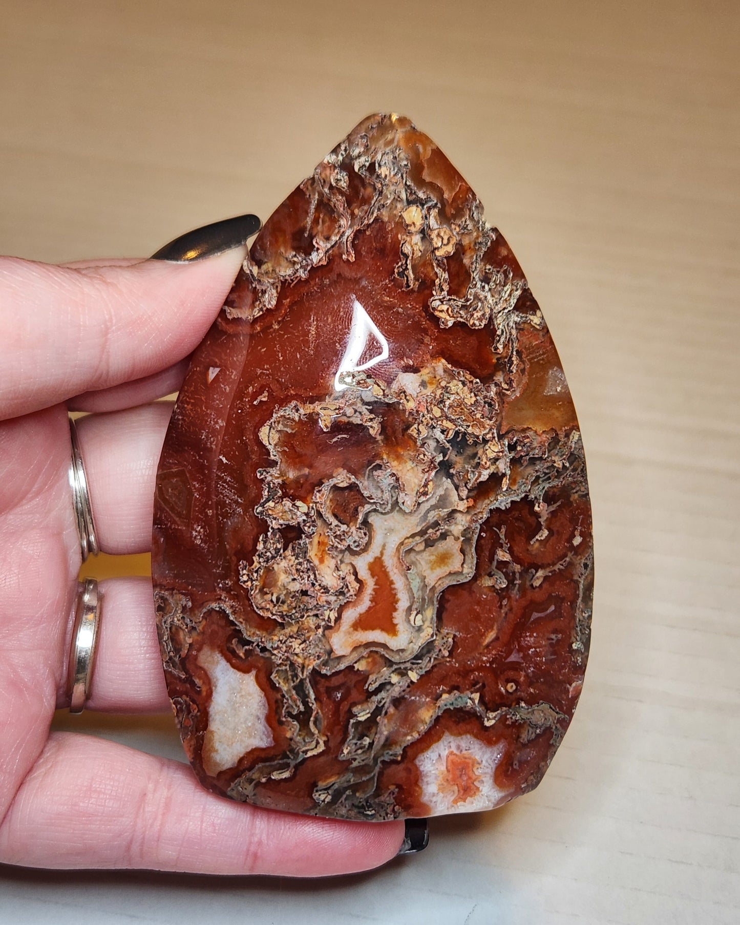 Carnelian X Moss Agate Tear Drop Flame