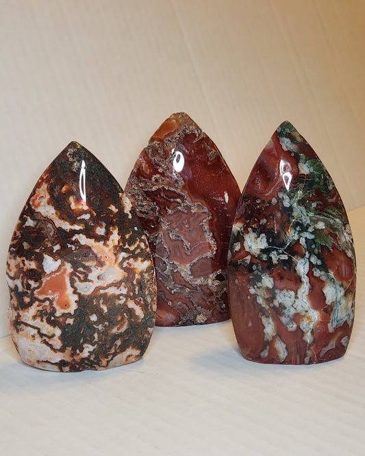 Carnelian X Moss Agate Tear Drop Flame