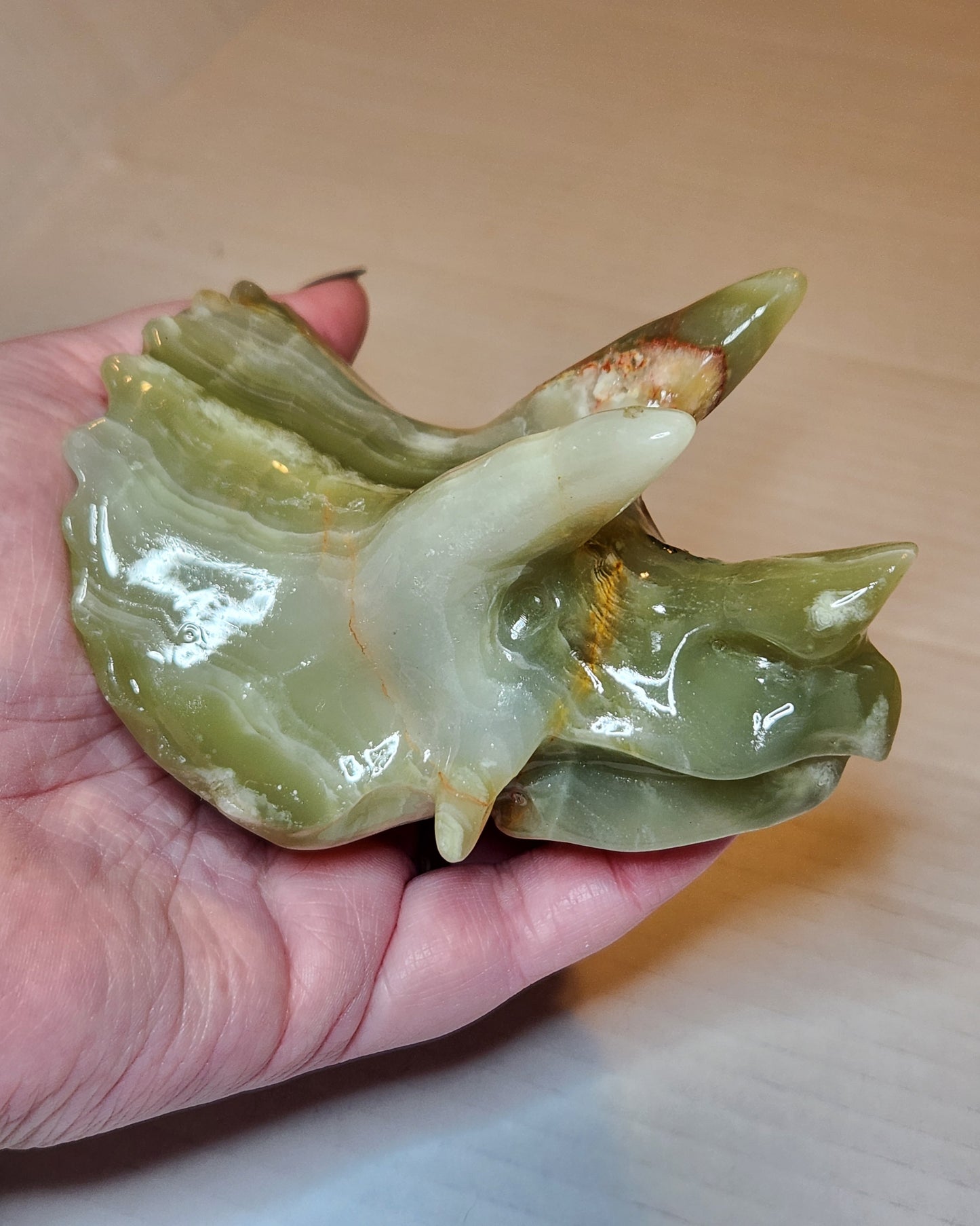 Green Onyx Triceratops Head