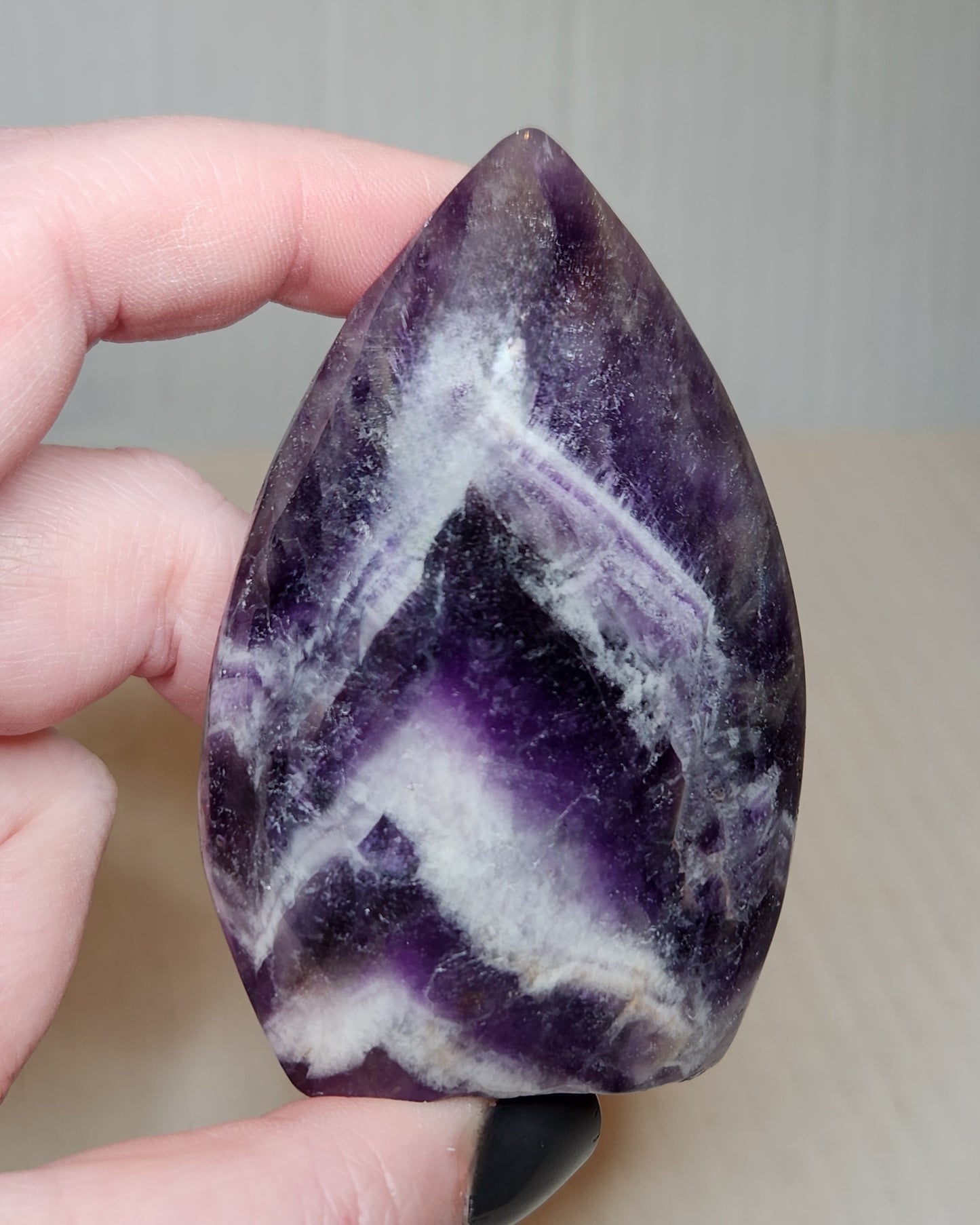 Chevron Amethyst Tear Drop Flame