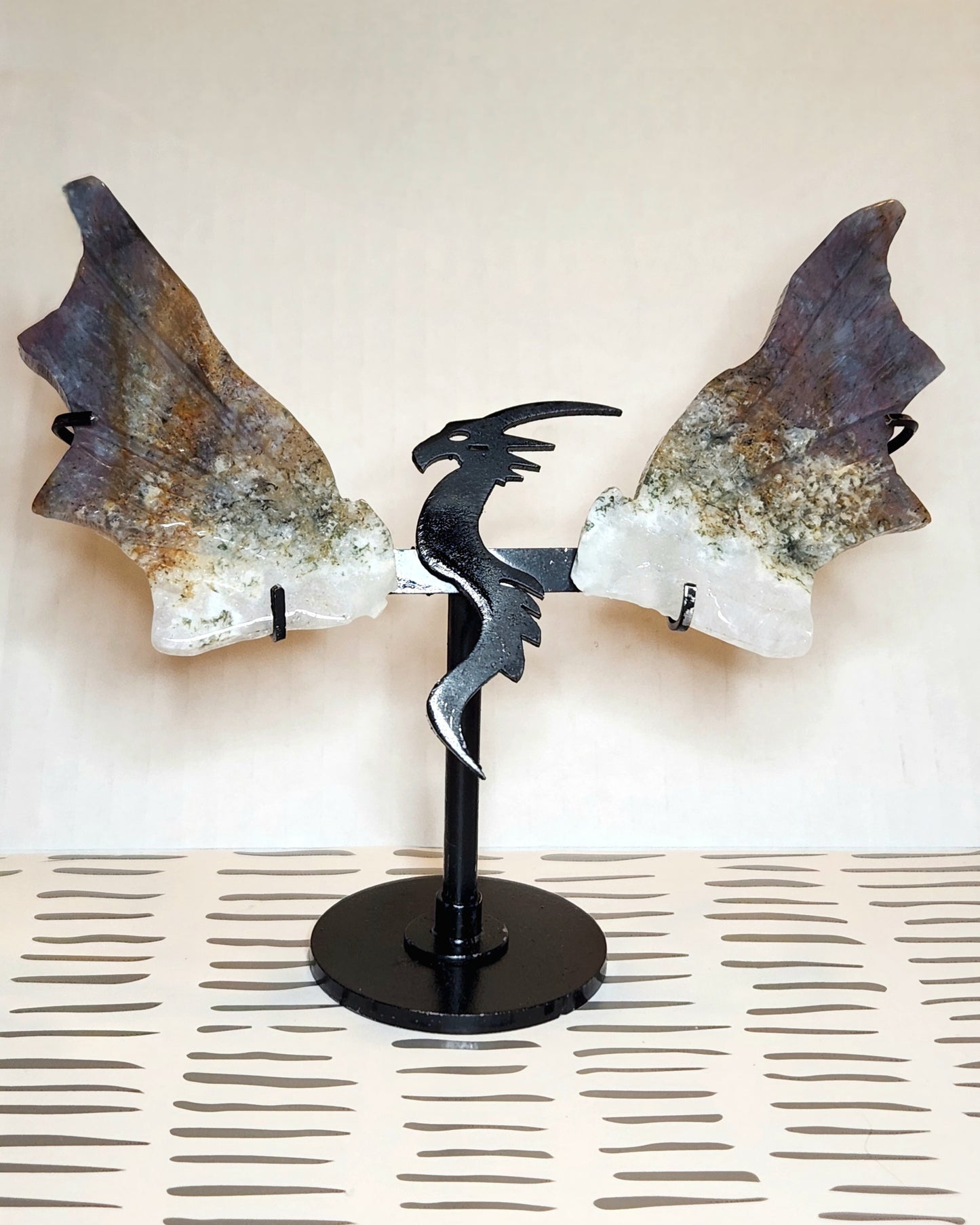 Moss Agate Dragon Wings