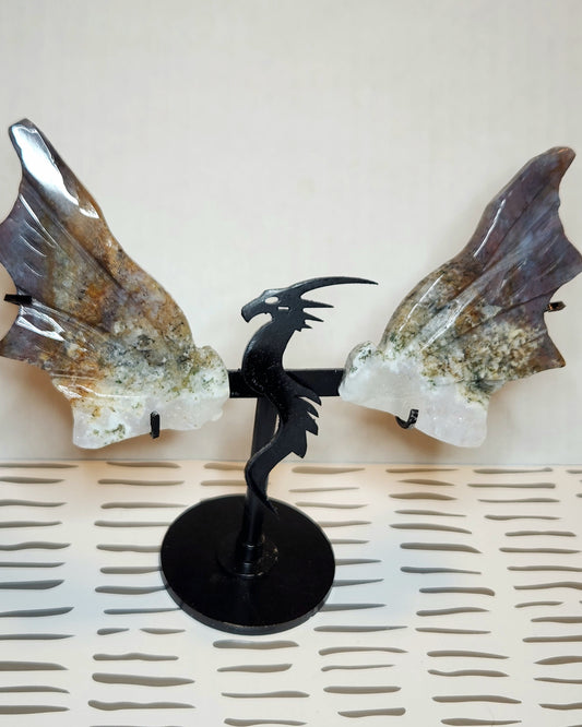 Moss Agate Dragon Wings