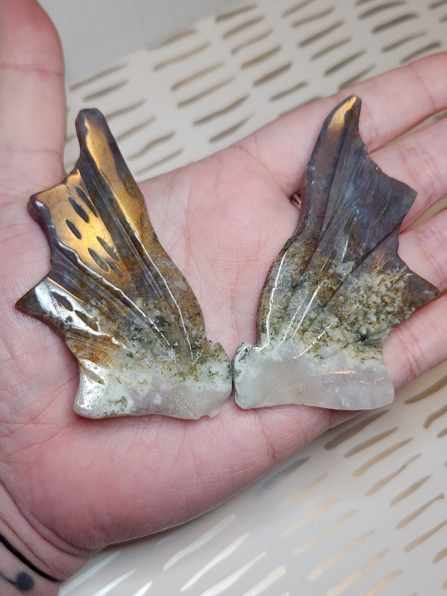Moss Agate Dragon Wings