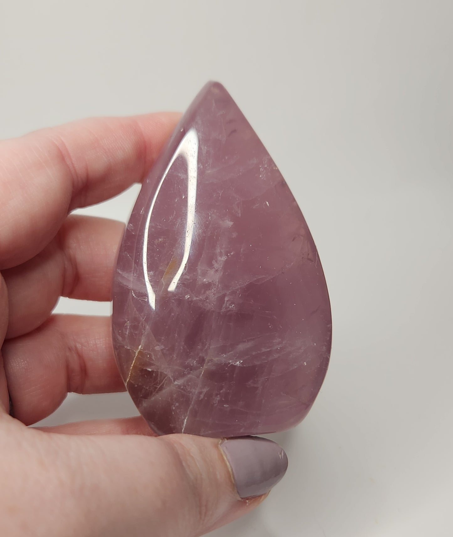 Lavender Rose Quartz Tear Drop Flame