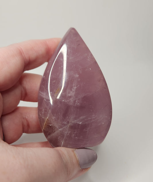 Lavender Rose Quartz Tear Drop Flame