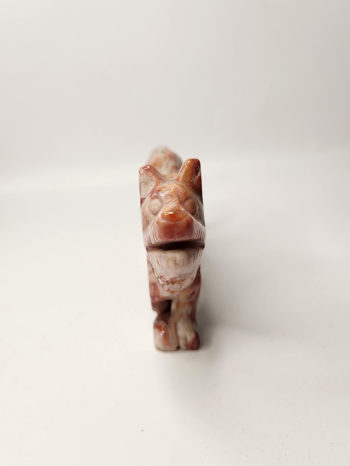 Carnelian X Flower Agate Wolf