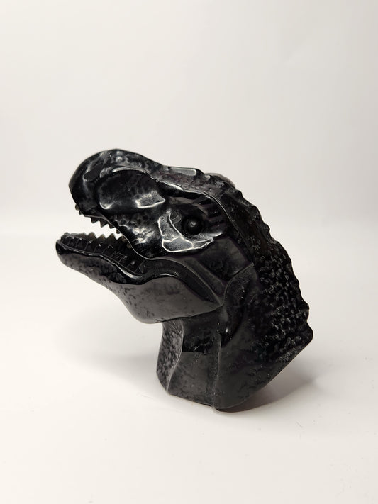 Black Obsidian T-Rex Head
