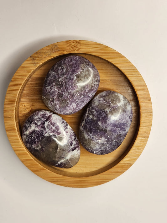 Lepidolite with Smoky Quartz Palm Stone