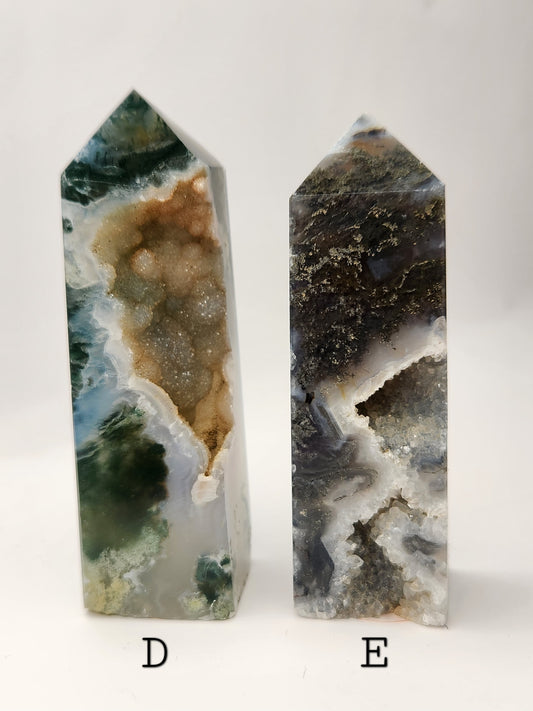 Druzy Moss Agate Tower