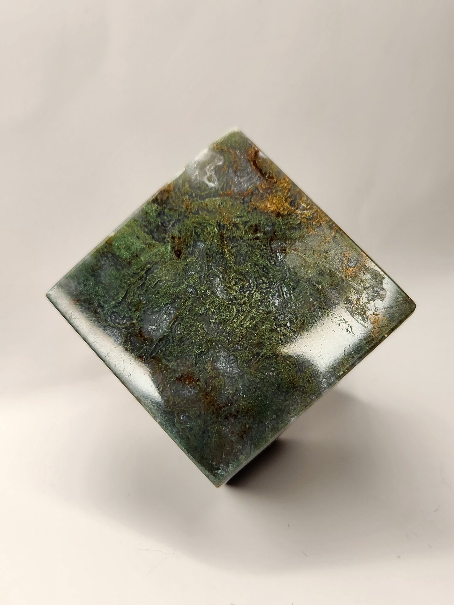 Moss Agate Floating Cube