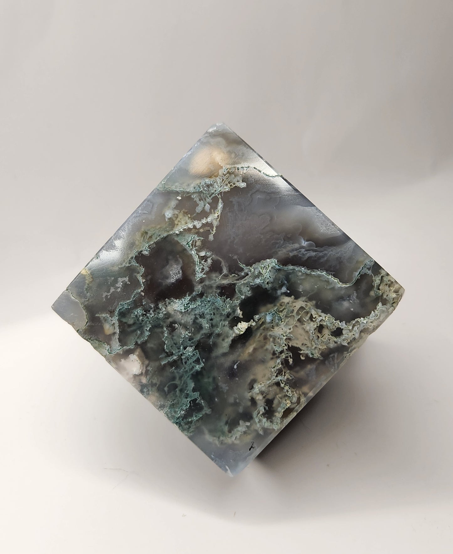 Moss Agate Floating Cube