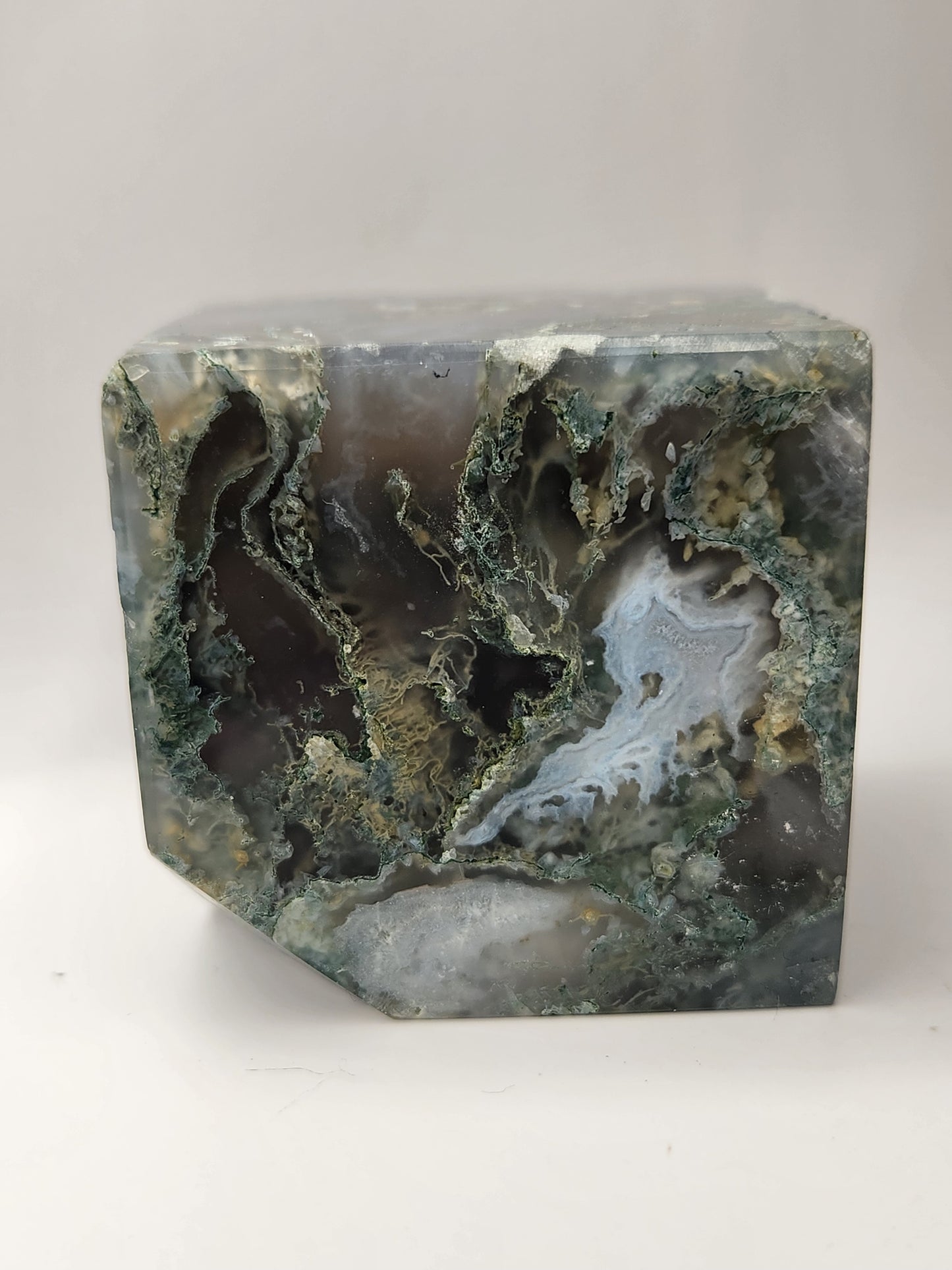 Moss Agate Floating Cube