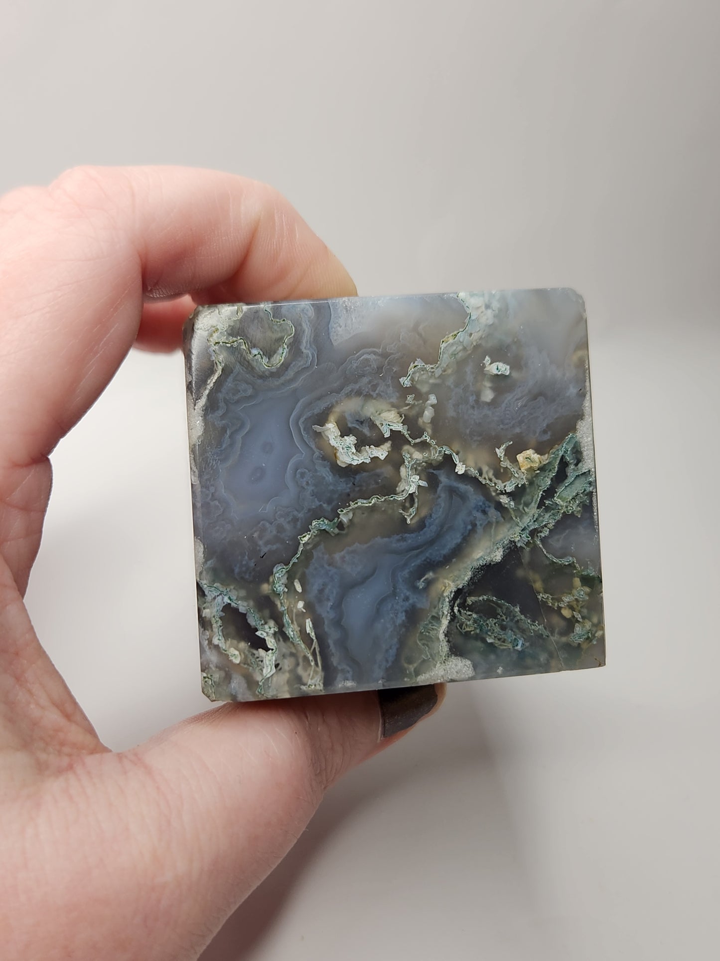 Moss Agate Floating Cube