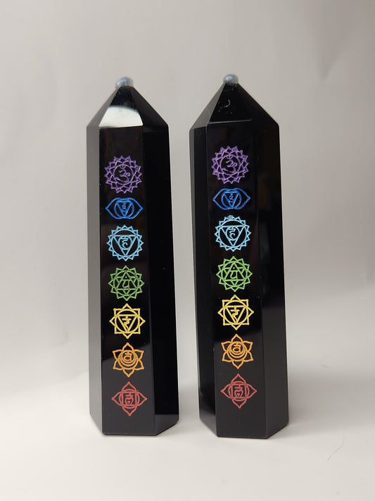 Black Obsidian Chakra Tower