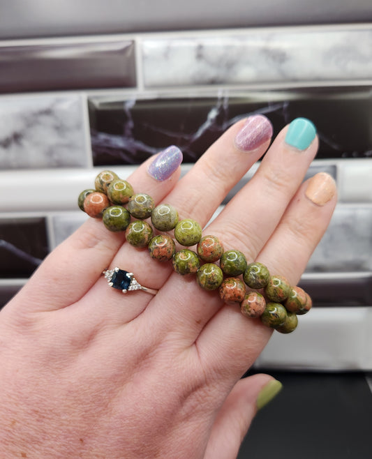 Unakite Bracelet - 8mm
