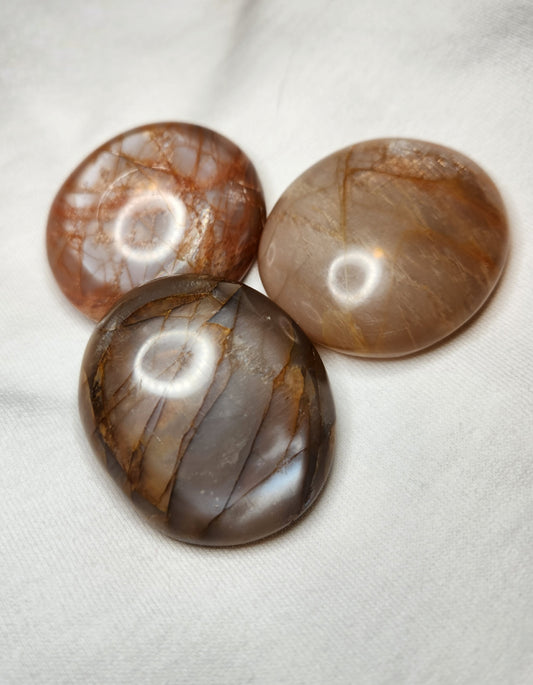 Peach Moonstone Palm Stone