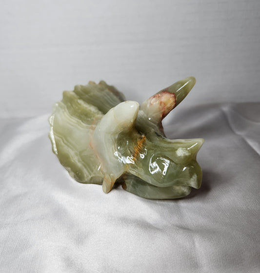 Green Onyx Triceratops Head