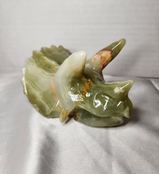Green Onyx Triceratops Head