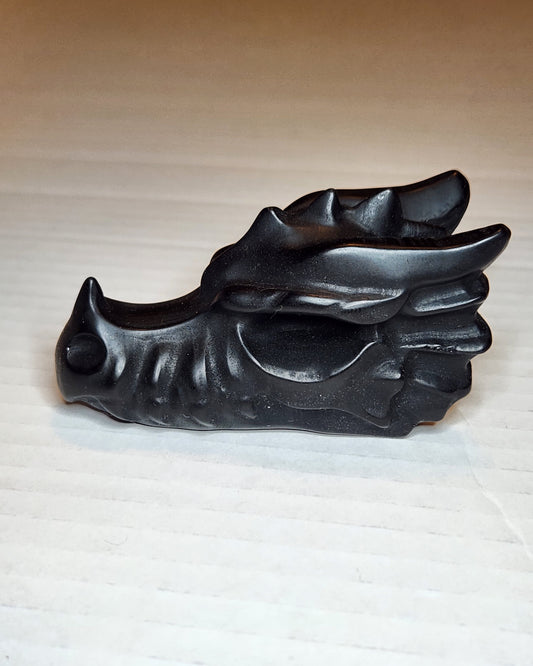 Black Obsidian Dragon Head