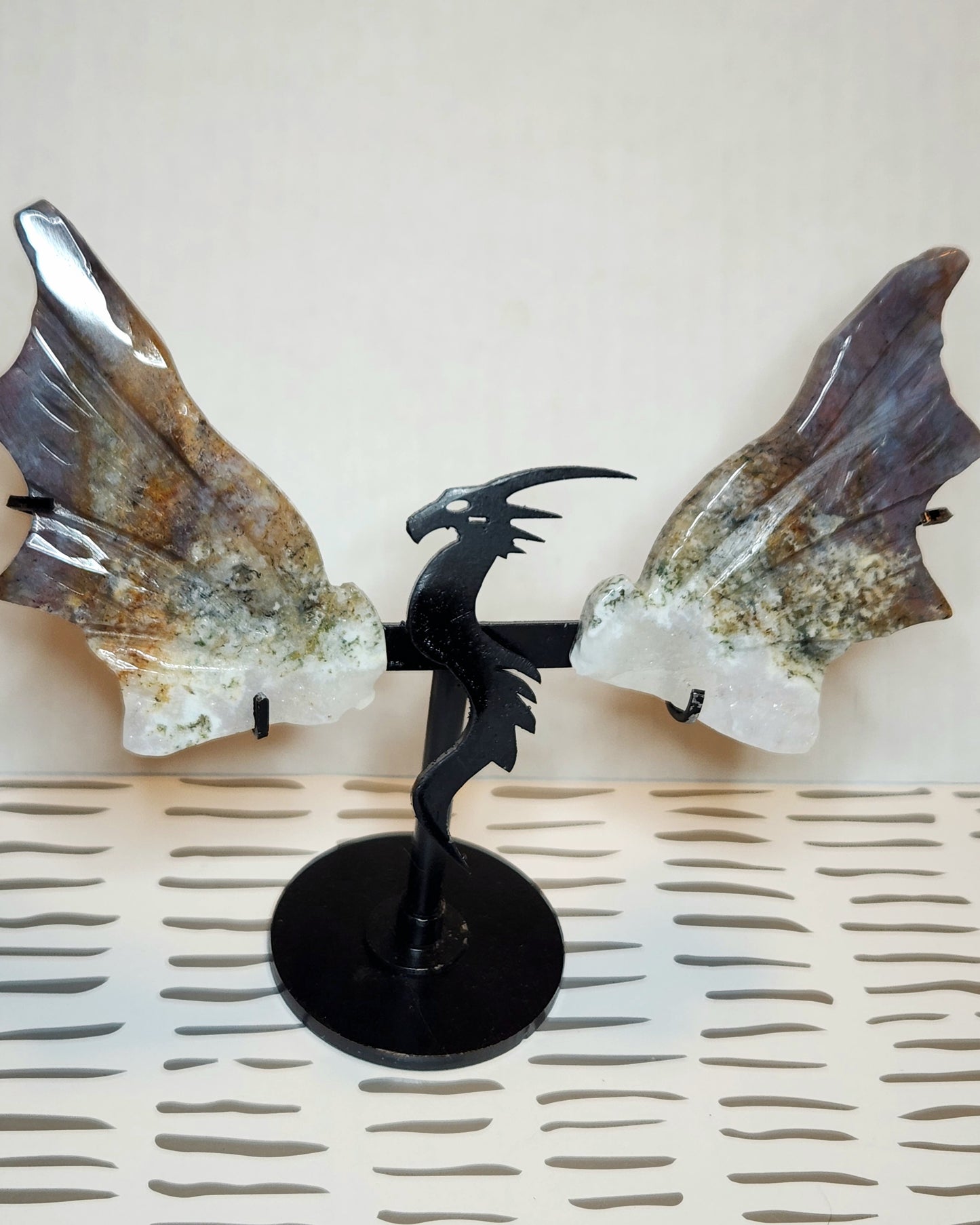 Moss Agate Dragon Wings