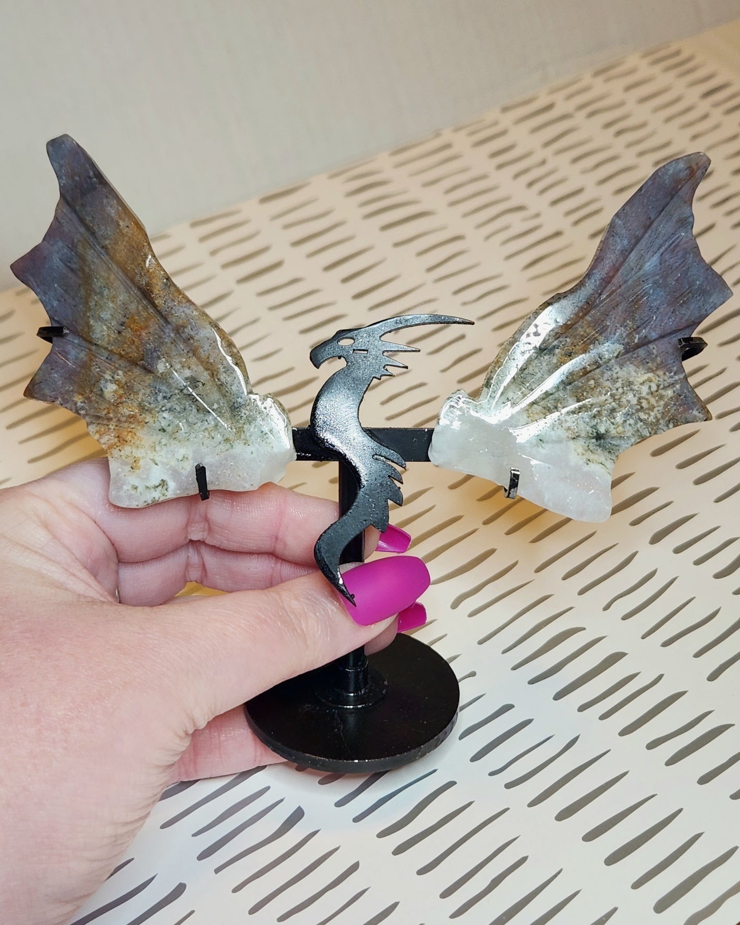 Moss Agate Dragon Wings