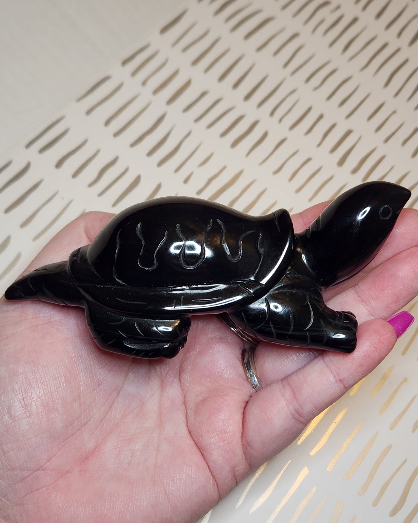 Rainbow Obsidian Turtle