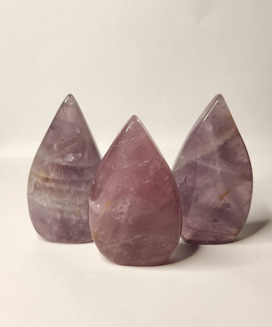 Lavender Rose Quartz Tear Drop Flame